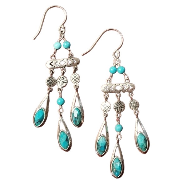 Silpada Vintage Sterling Silver Magnesite, Turquoise, Chic Chandelier Earrings - Picture 4 of 9